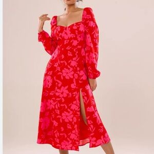 Floral Red and Pink Women's Dress